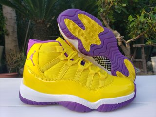 Jordan 11 yellow purple lakers shoes