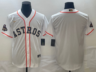 Men's Houston Astros Blank White 2023 Gold Collection With World Serise Champions Patch