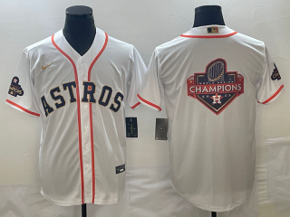 Men's Houston Astros Blank White 2023 Gold Collection With World Serise Champions Patch 2
