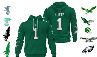 Philadelphia Eagles #1 Jalen Hurts green hoodies