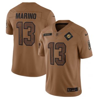 Miami Dolphins #13 Dan Marino 2023 Brown Salute To Service Limited Stitched Football