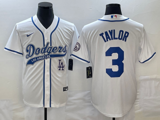 Men's Los Angeles Dodgers #3 Chris Taylor With Patch Cool Base Stitched Baseball Jersey