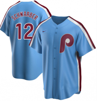Men's Philadelphia Phillies #12 Kyle Schwarber Blue Cool Base Stitched Jersey