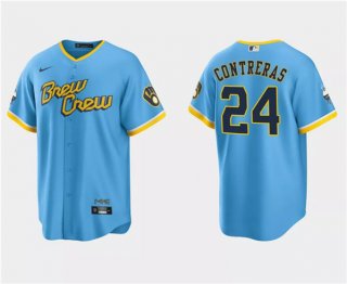 Milwaukee Brewers #24 William Contreras Powder Blue 2022 City Connect Cool Base