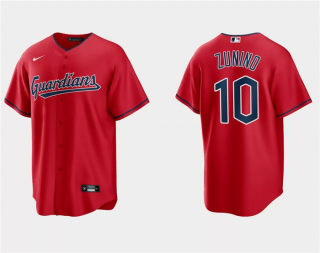 Men's Cleveland Guardians #10 Mike Zunino Red Cool Base Stitched Jersey