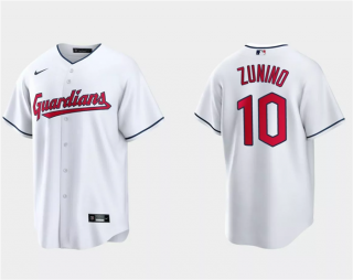 Men's Cleveland Guardians #10 Mike Zunino White Cool Base Stitched Jersey