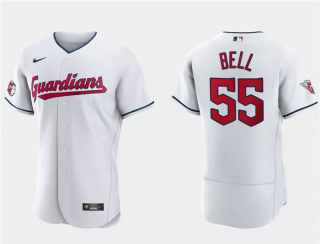 Men's Cleveland Guardians #55 Josh Bell White Flex Base Stitched Jersey