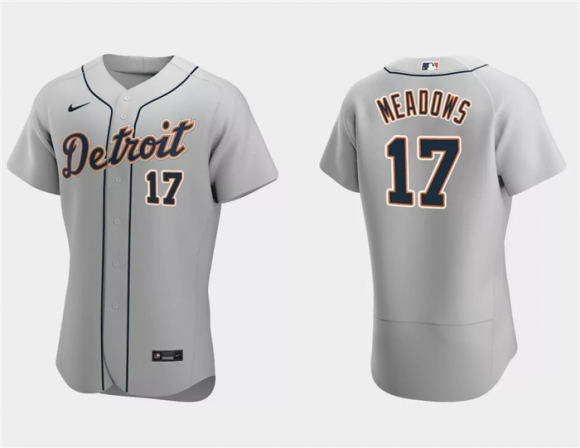 Men's Detroit Tigers #17 Austin Meadows Grey Flex Base Stitched Jersey
