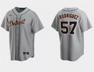 Men's Detroit Tigers #57 Eduardo Rodriguez Grey Cool Base Stitched Jersey