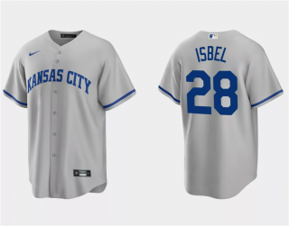 Men's Kansas City Royals #28 Kyle Isbel Grey Cool Base Stitched Baseball Jersey