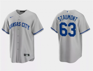 Men's Kansas City Royals #63 Josh Staumont Grey Cool Base Stitched Baseball Jersey