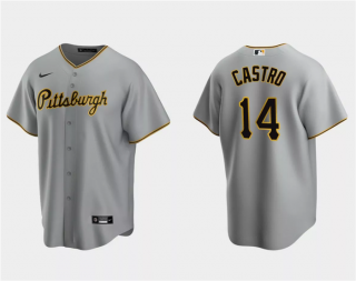 Men's Pittsburgh Pirates #14 Rodolfo Castro Grey Cool Base Stitched Baseball Jersey