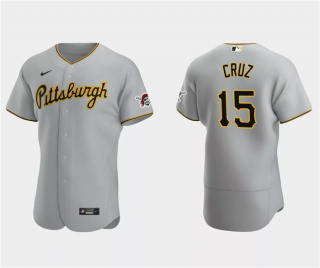 Men's Pittsburgh Pirates #15 Oneil Cruz Grey Flex Base Stitched Baseball Jersey