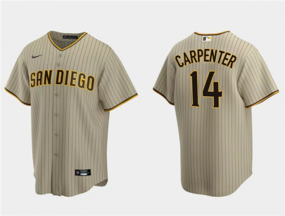 Men's San Diego Padres #14 Matt Carpenter Tan Cool Base Stitched Jersey