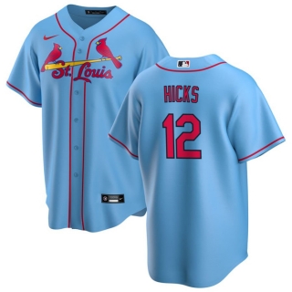 Men's St. Louis Cardinals #12 Jordan Hicks Blue Cool Base Stitched Jersey
