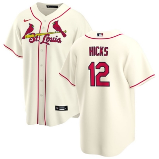 Men's St. Louis Cardinals #12 Jordan Hicks Cream Cool Base Stitched Jersey
