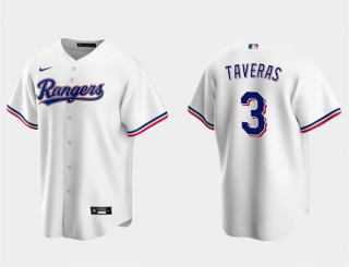 Men's Texas Rangers #3 Leody Taveras White Cool Base Stitched Baseball Jersey