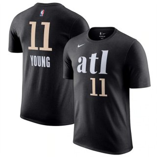 Atlanta Hawks #11 Trae Young Black 2023-24 City Edition Name Number T-Shirt