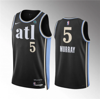 Atlanta Hawks #5 Dejounte Murray 2023-24 Black City Edition Stitched Basketball