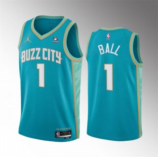 Charlotte Hornets #1 LaMelo Ball Teal 2023-24 City Edition Stitched Basketball