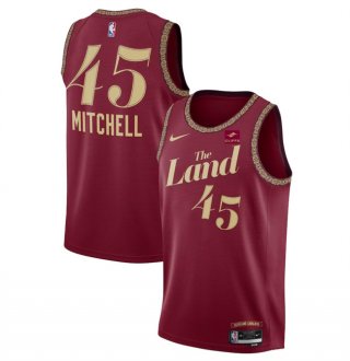 Cleveland Cavaliers #45 Donovan Mitchell Wine 2023-24 City Edition Stitched Jersey