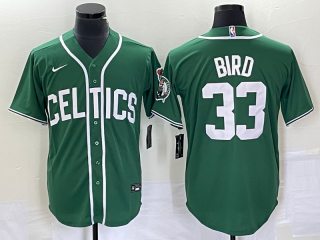 Boston Celtics #33 Larry Bird Green Stitched Baseball Jersey