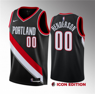 Portland Trail Blazers #00 Scoot Henderson Black 2023 Draft Icon Edition Stitched