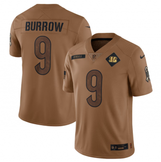 Cincinnati Bengals #9 Joe Burrow 2023 Brown Salute To Service Limited Stitched Jersey