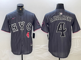 New York Mets #4 Francisco Alvarez Graphite 2024 City Connect Limited Stitched 2