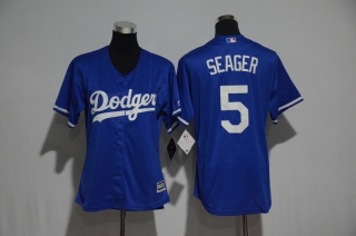 Dodgers-5-Corey-Seager blue women jersey
