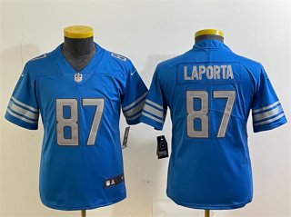 Women's Detroit Lions #87 Sam LaPorta Blue Vapor Limited Stitched Football Jersey(Run small)