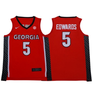 Georgia-Bulldogs-5-Anthony-Edwards-Red-Nike-College-Basketball-Jersey