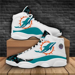 Men's Miami Dolphins AJ13 Series High Top Leather Sneakers 004