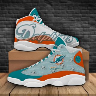 Men's Miami Dolphins AJ13 Series High Top Leather Sneakers 003