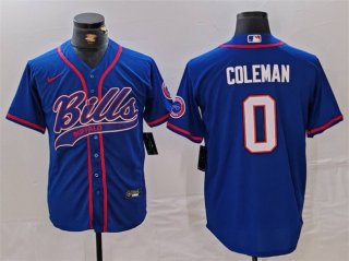 Buffalo Bills #0 Keon Coleman Blue With Patch Cool Base Stitched Baseball Jersey