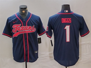 Houston Texans #1 Stefon Diggs Navy With Patch Cool Base Stitched Baseball Jersey