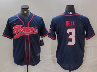 Houston Texans #3 Tank Dell Navy With Patch Cool Base Stitched Baseball Jersey