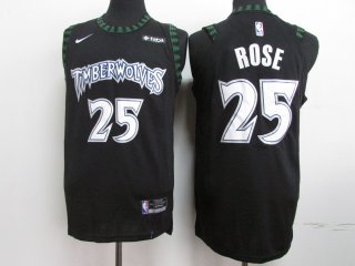 Timberwolves-25-Derrick-Rose-Black-Nike-Authentic-Jersey