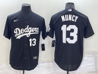Men's Los Angeles Dodgers #13 Max Muncy Black Cool Base Stitched Baseball Jersey