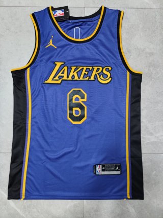 Lakers #6 purple stitched jersey