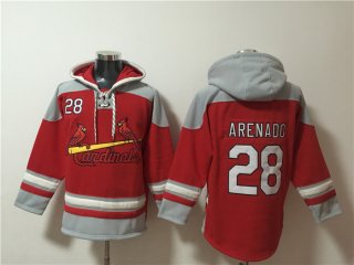 St.Louis Cardinals #28 Nolan Arenado Ageless MustHave Lace Up Pullover Hoodie