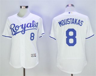 Royals-8-Mike-Moustakas-White-Flexbase-Jersey