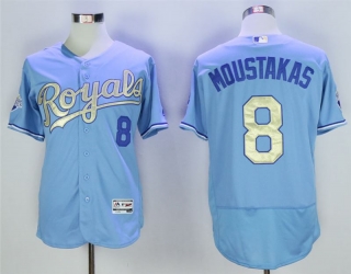 Royals-8-Mike-Moustakas-Light-Blue-2015-World-Series-Champions-Flexbase-Jersey