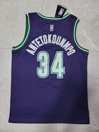Milwaukee Bucks #34 Giannis Antetokounmpo purple jersey