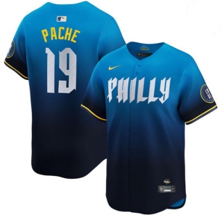 Philadelphia Phillies #19 Cristian Pache Blue 2024 City Connect Limited Stitched Jersey
