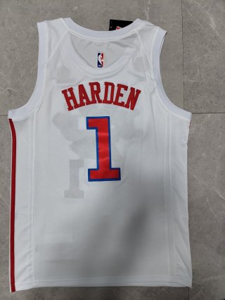 Philadelphia 76ers #1 James Harden White 2022-23 City jersey