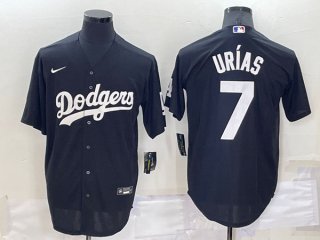 Men's Los Angeles Dodgers #7 Julio Urias Black Cool Base Stitched Jersey