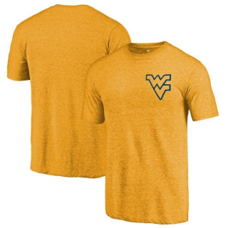 West-Virginia-Mountaineers-Fanatics-Branded-Gold-Primary-Logo-Left-Chest-Distressed-Tri-Blend-T-Shirt