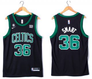 Boston Celtics #36 Marcus Smart Black No.6 Patch Stitched Basketball Jersey
