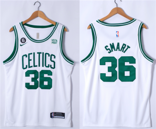 Boston Celtics #36 Marcus Smart White No.6 Patch Stitched Basketball Jersey
